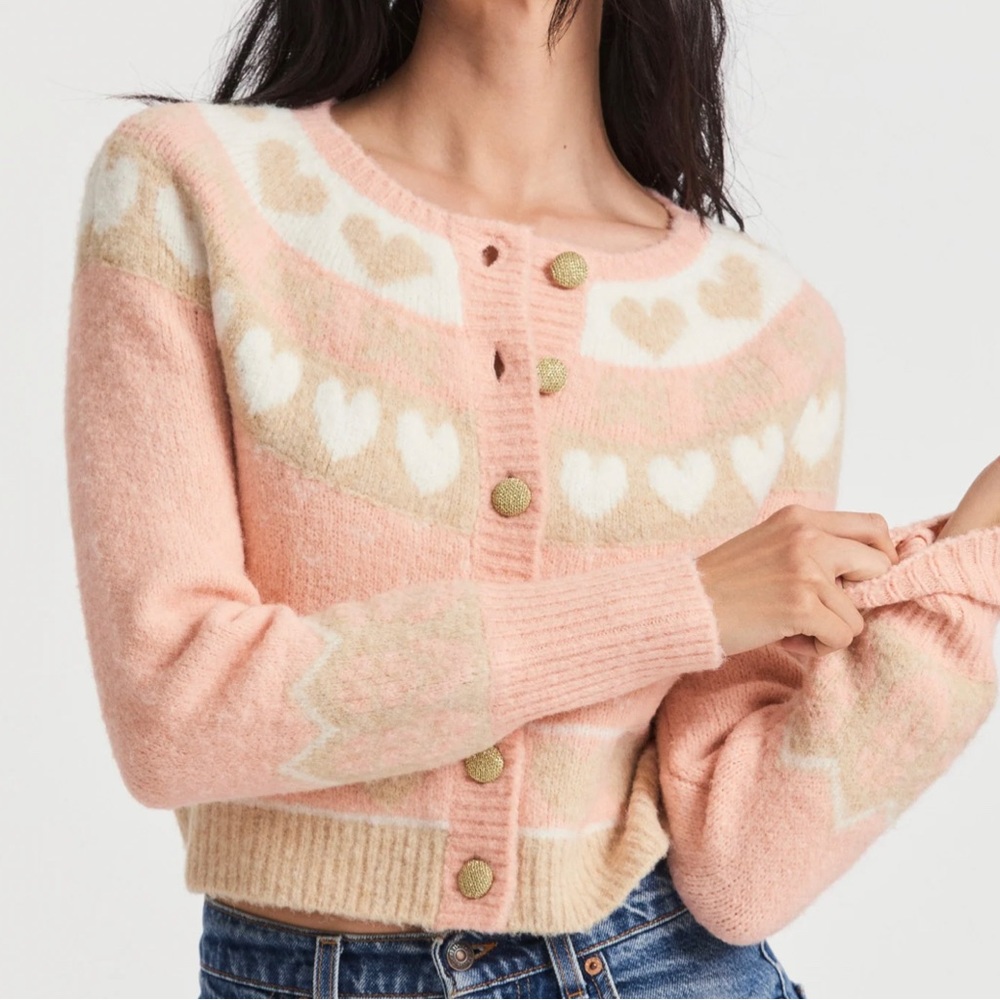 LoveShackFancy Dimples crop cardigan champagne toast